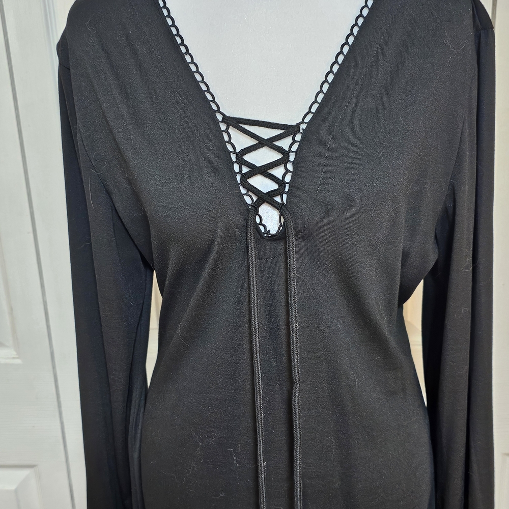 Dolls Kill Black Gothic Bell Sleeve Dress - Picture 4 of 7